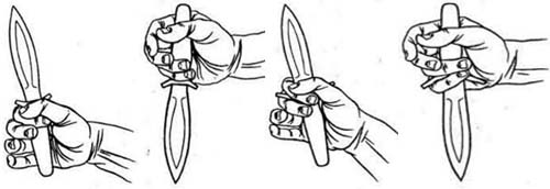 Способы удержания ножа мини-тесака